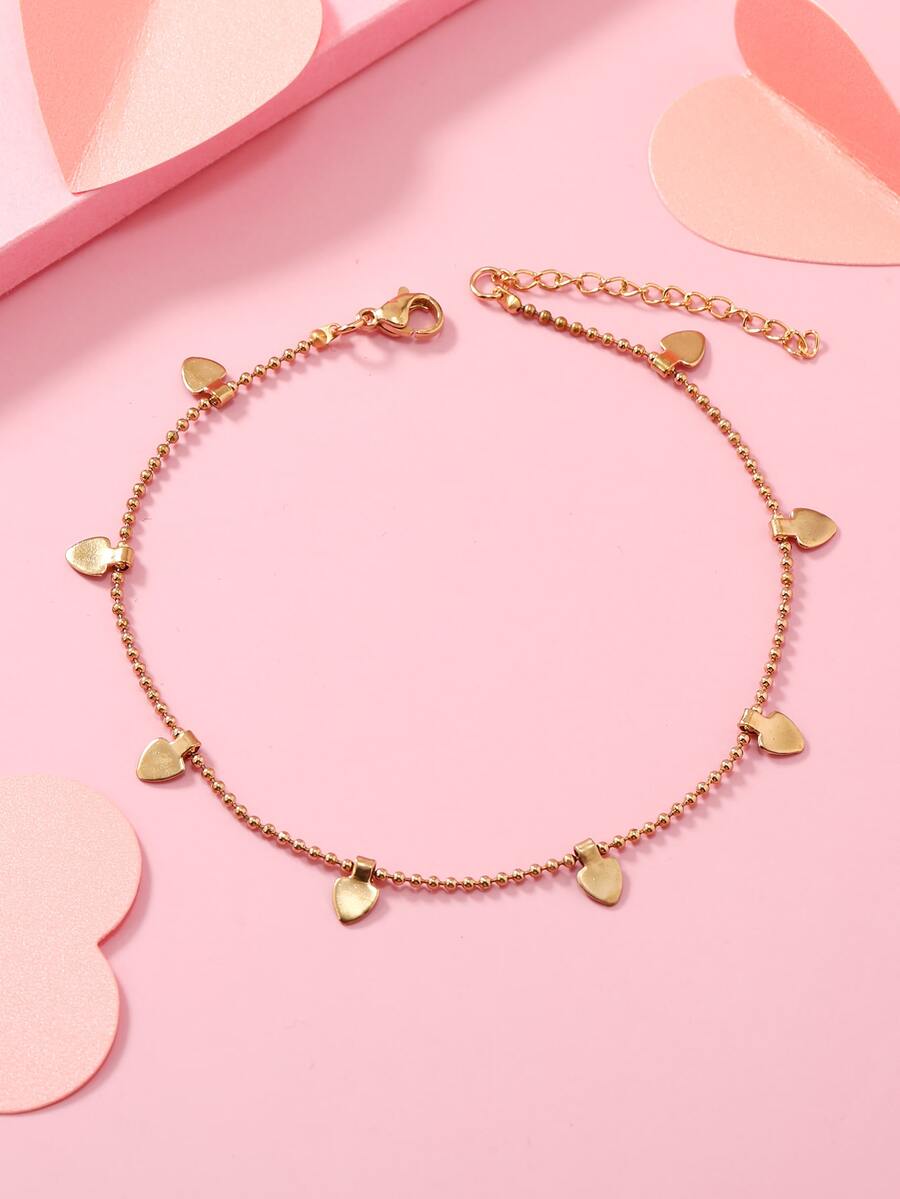 Geometric Charm Anklet - Gold - View 1