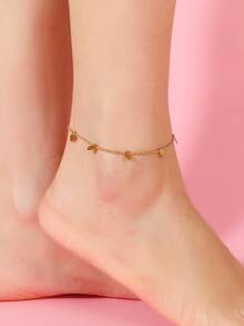 Geometric Charm Anklet - Gold - View 2