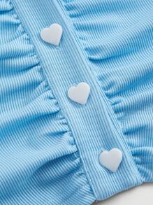 SHEIN MOD Áo khoác và áo lót dành cho xe tăng nữ Xù Nút phía trước Lộ Lưng màu trơn Giải trí - Màu xanh nhạt - Xem 4