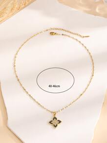 方晶鋯石花朵掛飾項鍊 - 彩色 - 查看 3