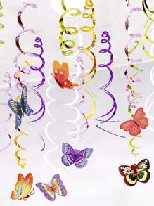 15 piezas Serpentina de plástico colgante en forma de mariposa decorativo para fiesta - Multicolor - Ver 1