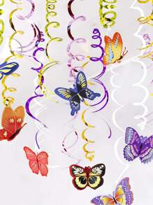 15 piezas Serpentina de plástico colgante en forma de mariposa decorativo para fiesta - Multicolor - Ver 2