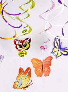 15 piezas Serpentina de plástico colgante en forma de mariposa decorativo para fiesta - Multicolor - Ver 4