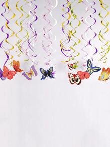15 piezas Serpentina de plástico colgante en forma de mariposa decorativo para fiesta - Multicolor - Ver 5