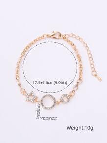 Vòng tay dây chuyền trang trí hình tròn và ngôi sao bằng đá rhinestone - Vàng - Xem 4