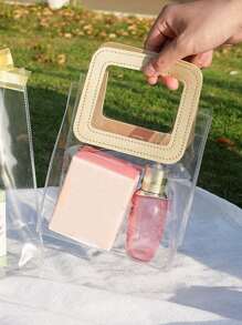 1pc Plastic Gift Bag, Clear Gift Wrapping Bag For Party - Champagne - View 1