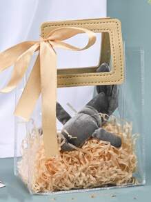 1pc Plastic Gift Bag, Clear Gift Wrapping Bag For Party - Champagne - View 2