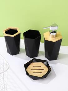 4入組塑膠乳液分配器和肥皂盒簡約黑色乳液分配器和漱口杯和牙刷架和肥皂盒 - 彩色 - 查看 4