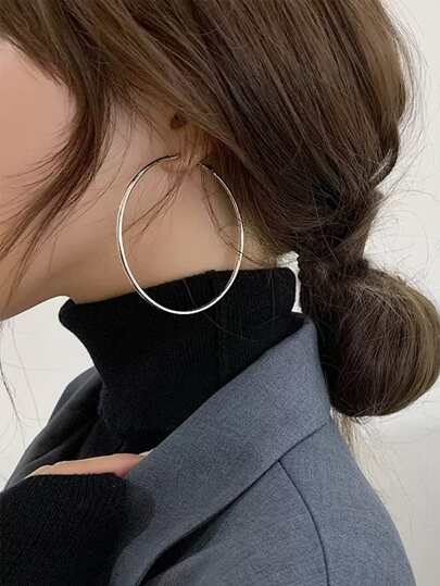 DAZY 1 Pair Minimalist Iron Hoop Earrings, Suitable For Daily Wear