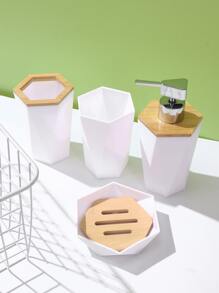 4入組塑膠乳液分配器和肥皂盒簡約白色乳液分配器和漱口杯和牙刷架和肥皂盒 - 彩色 - 查看 2