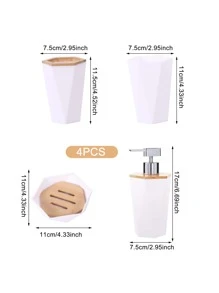 4入組塑膠乳液分配器和肥皂盒簡約白色乳液分配器和漱口杯和牙刷架和肥皂盒 - 彩色 - 查看 3