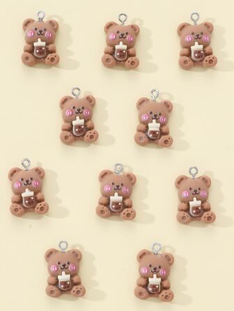 10入組/套卡通熊形DIY吊墜