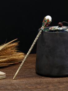 Rhinestone & Faux Pearl Decor Hair Pin - Multicolor - View 1