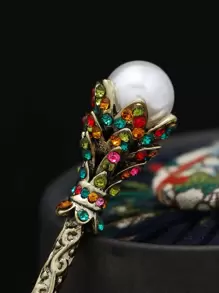 Rhinestone & Faux Pearl Decor Hair Pin - Multicolor - View 3