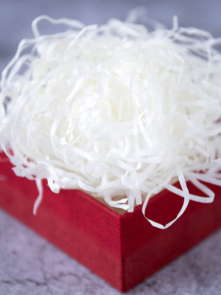 1pack Colorful Shredded Crinkle Paper Raffia Filler, For DIY Wedding Party Gift Box Candy Material Packaging Filler - White - View 1