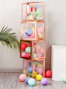 8入組帶字母透明氣球盒適用於新娘婚禮生日裝飾用品 - 玫瑰金 - 查看 1