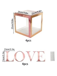 8入組帶字母透明氣球盒適用於新娘婚禮生日裝飾用品 - 玫瑰金 - 查看 3