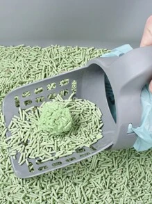 All-in-one Plastic Cat Litter Scoop With Portable Handle And Garbage Bag, Including 4 Rolls Of Scented Waste Bags