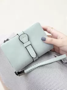 Minimalist Small Wallet With Wristlet Pocket Wallet Small ID Window Zipper Women Wallet PU Leather Portable Minimalist Fashion Modern Business Anniversary On Valentine Day For Birthday Gift Female Lady Girls Women Gift Business Casual For Women Wallet Purse Wallet - Mint Blue - View 3