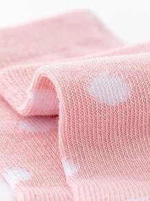 5pairs Toddler Girls Heart & Striped Pattern Crew Socks - Multicolor - View 4