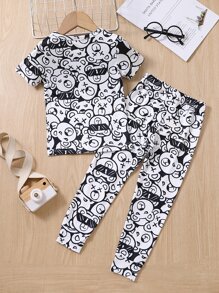 Toddler Boys Cartoon Graphic Snug Fit PJ Set - White - View 2