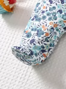 嬰幼兒女裝小花卉印花足式睡衣連身衣 - 彩色 - 查看 3