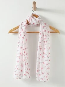 Floral Print Chiffon Scarf - Multicolor - View 1