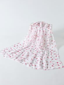 Floral Print Chiffon Scarf - Multicolor - View 2
