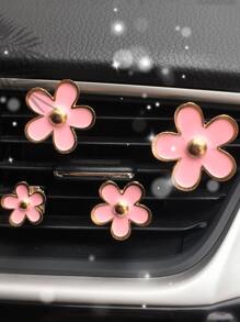 4pcs Flower Design Car Air Outlet Ornament - Pink - View 2