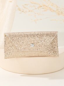 Glitter Snap Button Glasses Case Glasses Accessories For Women - Gold - View 6