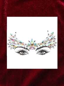 ROMWE Goth 1張水鑽面部紋身貼紙 - 彩色 - 查看 1