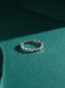 Modian 925 Sterling Silver Fashion Rainbow Colorful Zirconia Finger Ring For Women Luxury Sparkling CZ Fine Jewelry Gift - Silver - View 5