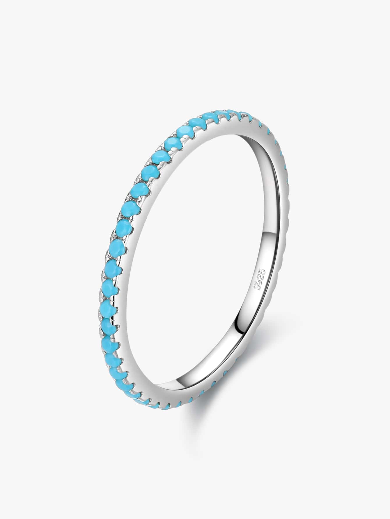MODIAN Turquoise Decor Silver Ring Gift For Women - Silver - View 1