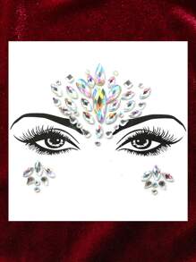 ROMWE Goth 1 hoja Pegatina tatuaje facial con diamante de imitación