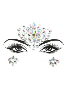 ROMWE Goth 1 hoja Pegatina tatuaje facial con diamante de imitación