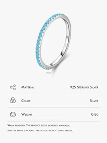 MODIAN Turquoise Decor Silver Ring Gift For Women - Silver - View 3