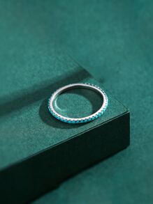 MODIAN Turquoise Decor Silver Ring Gift For Women - Silver - View 5