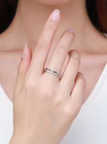 女士s925銀層疊設計戒指,時尚指環 - 銀色 - 查看 2