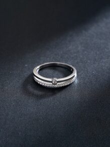 女士s925銀層疊設計戒指,時尚指環 - 銀色 - 查看 6