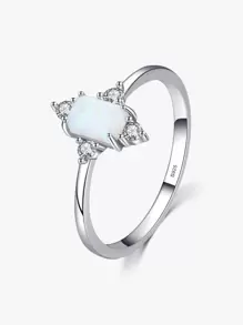 Anillo de plata con decoración de circonita cúbica regalo para mujer - Plateado - Ver 1