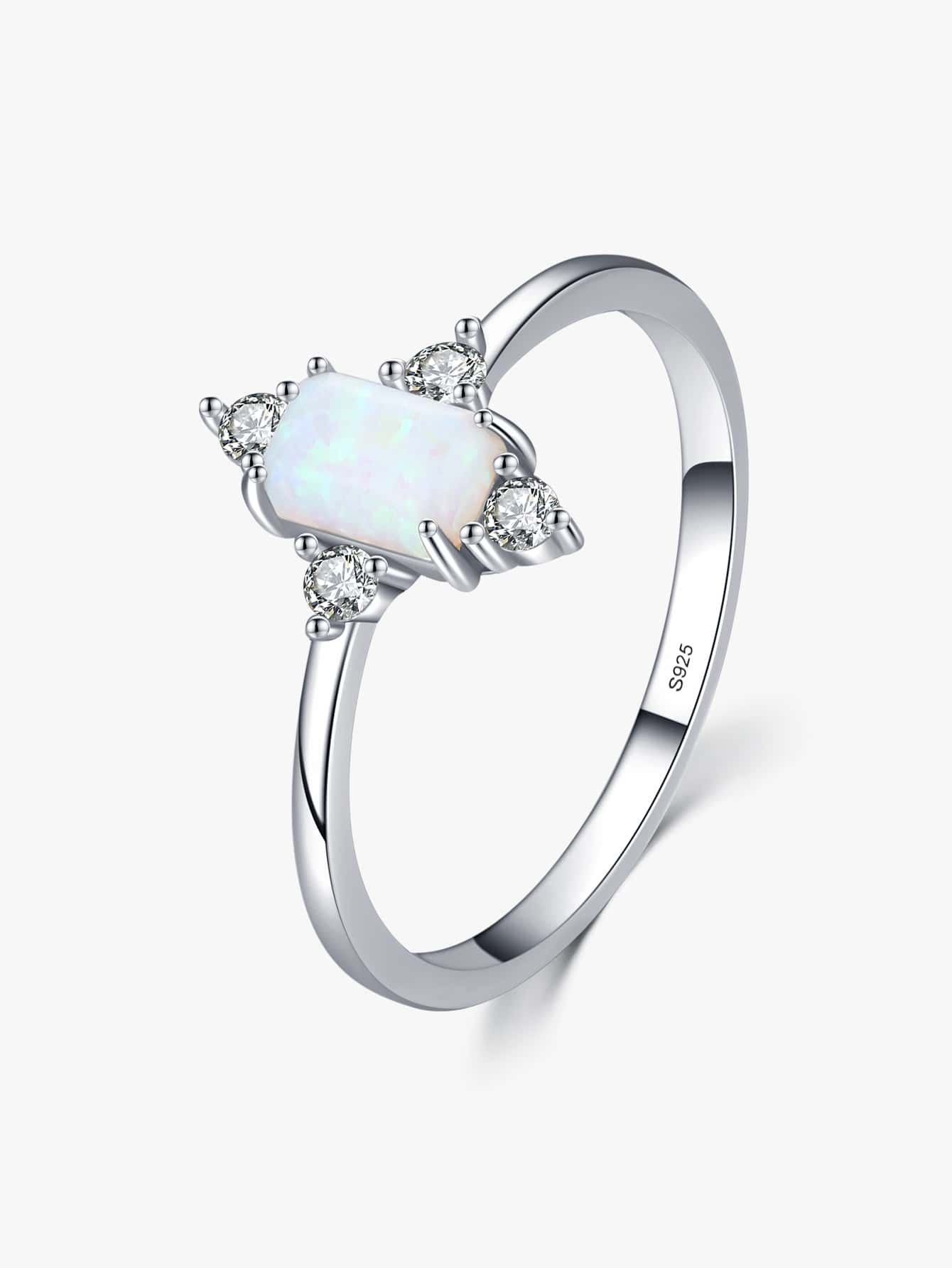 Anillo de plata con decoración de circonita cúbica regalo para mujer - Plateado - Ver 1