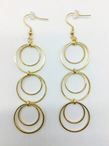 Circle Drop Earrings - Yellow Gold - View 3