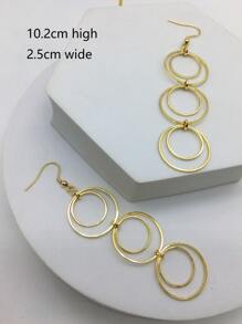 Circle Drop Earrings - Yellow Gold - View 4