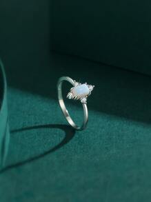 Anillo de plata con decoración de circonita cúbica regalo para mujer - Plateado - Ver 5