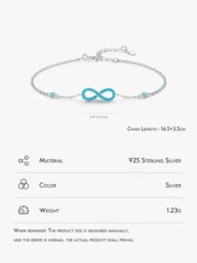 方晶鋯石和無窮象徵裝飾銀手環適合女士新娘婚禮精細首飾類 - 銀色 - 查看 6