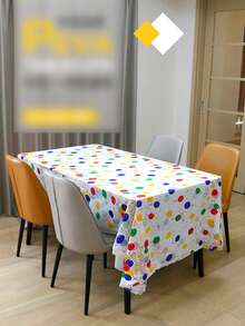 1pc PEVA Disposable Table Cover, Balloon & Letter Graphic Disposable Tablecloth For Birthday Party - Multicolor - View 3