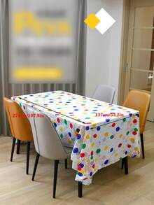 1pc PEVA Disposable Table Cover, Balloon & Letter Graphic Disposable Tablecloth For Birthday Party - Multicolor - View 4