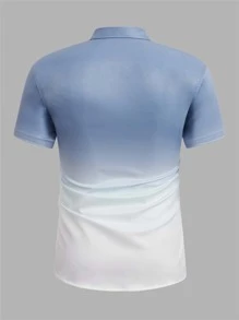 Manfinity Men Ombre Button Up Shirt - Blue and White - View 2