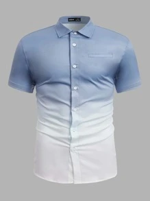 Manfinity Men Ombre Button Up Shirt - Blue and White - View 1