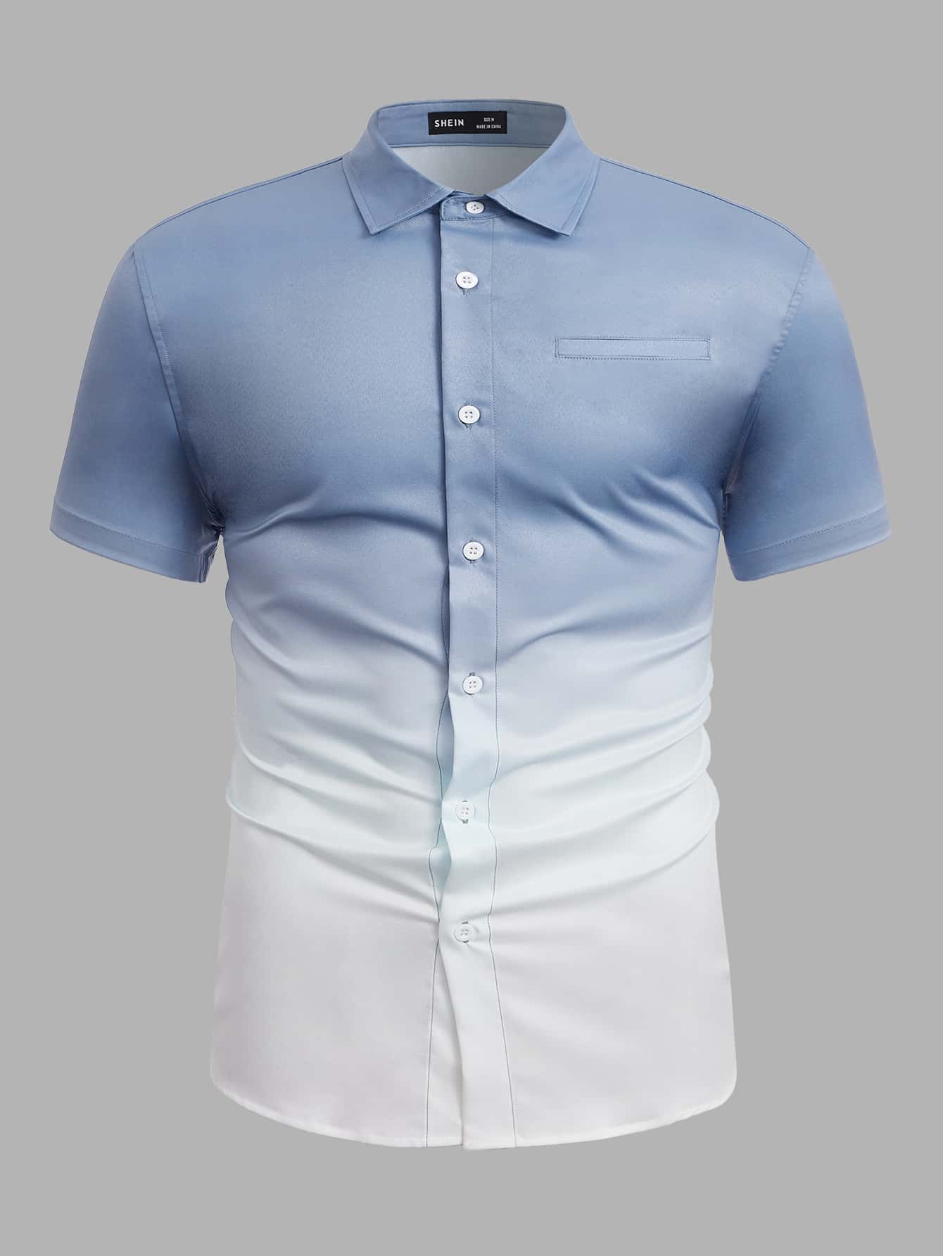 Manfinity Men Ombre Button Up Shirt - Blue and White - View 1